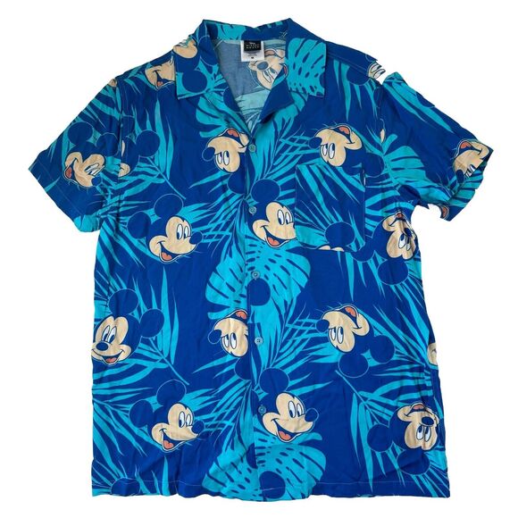 Disney Mickey Mouse Men's All Over Print Button Down Tropical Shirt Size Medium - Picture 1 of 9